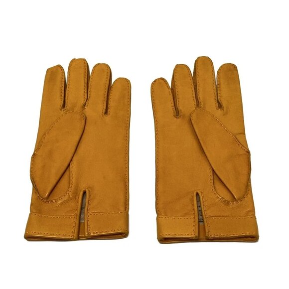 HERMES - Orange Leather Women's Gloves 226-071325 - Picture 1 of 8